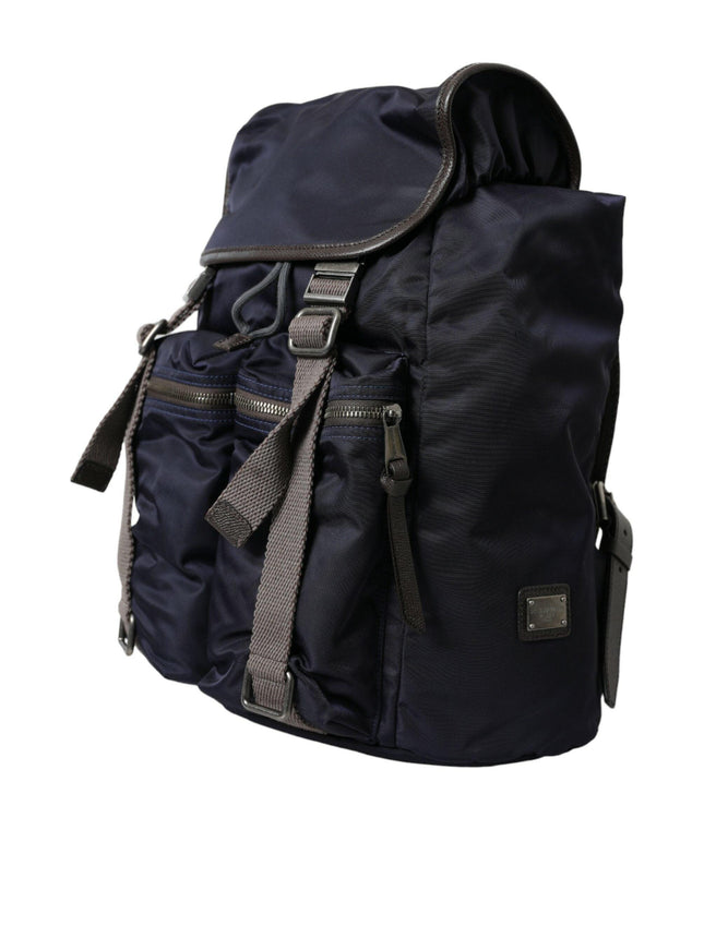 Dolce & Gabbana Blue Brown Nylon Leather Rucksack Backpack Bag - Ellie Belle