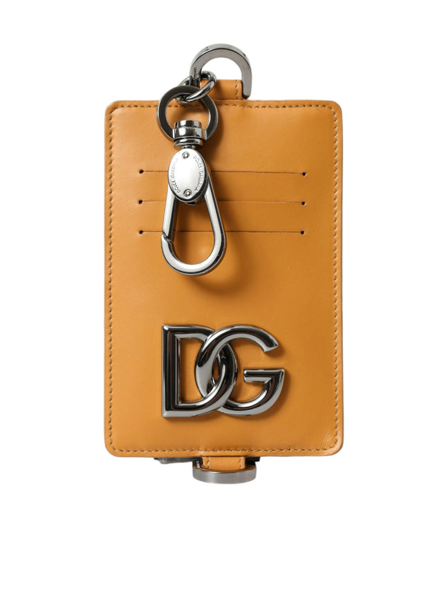 Dolce & Gabbana Elegant Orange Calf Leather Card Holder - Ellie Belle