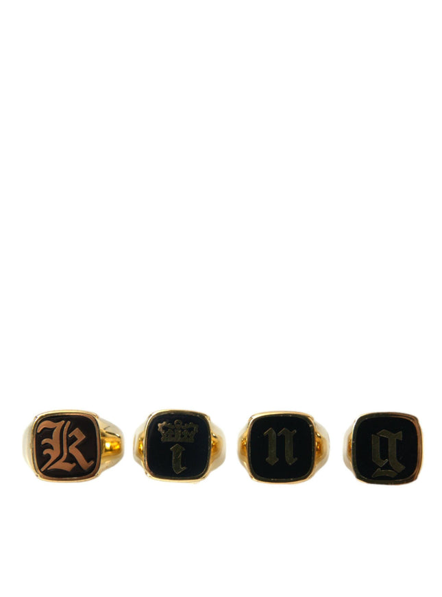 Dolce & Gabbana Gold Brass Enamel Set of 4 Rings - Ellie Belle