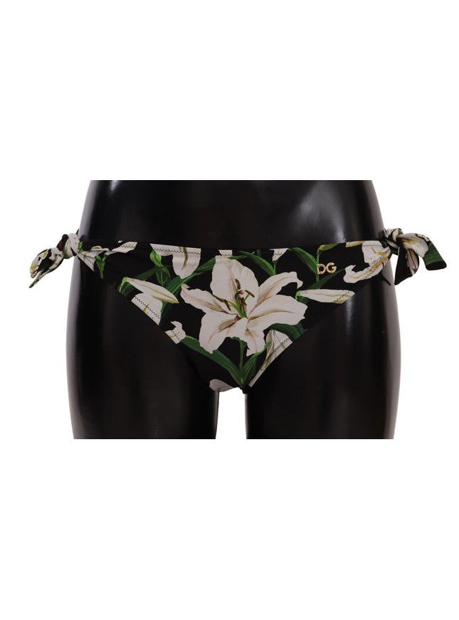 Dolce & Gabbana Bikini Bottom Black Lily Print Swimsuit Swimwear - Ellie Belle