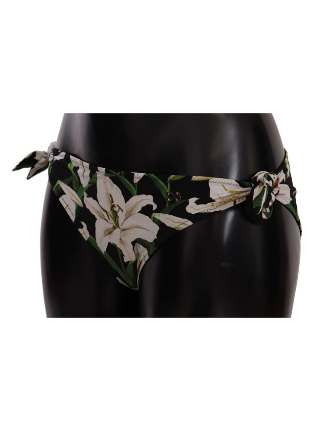 Dolce & Gabbana Bikini Bottom Black Lily Print Swimsuit Swimwear - Ellie Belle