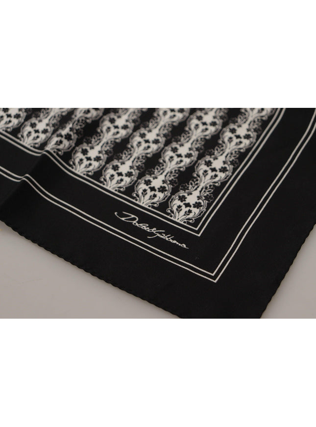 Dolce & Gabbana Black Printed Square Handkerchief Scarf - Ellie Belle