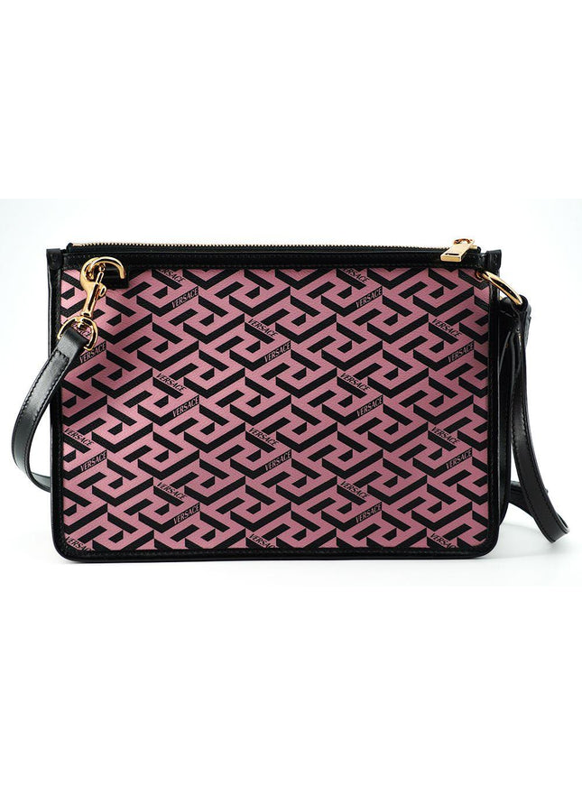 Versace Pink Calf Leather Greca Shoulder Bag - Ellie Belle