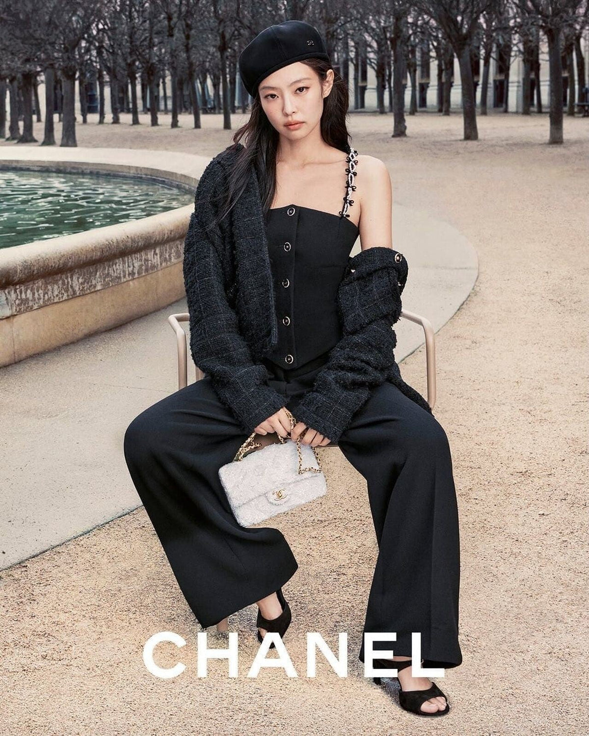 Blackpink Jennie posing for a Chanel campaign