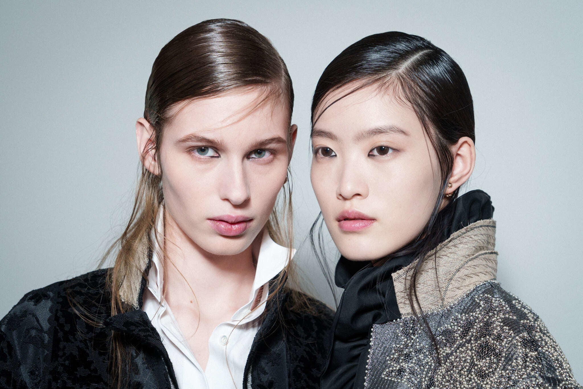 models posing backstage for Dior