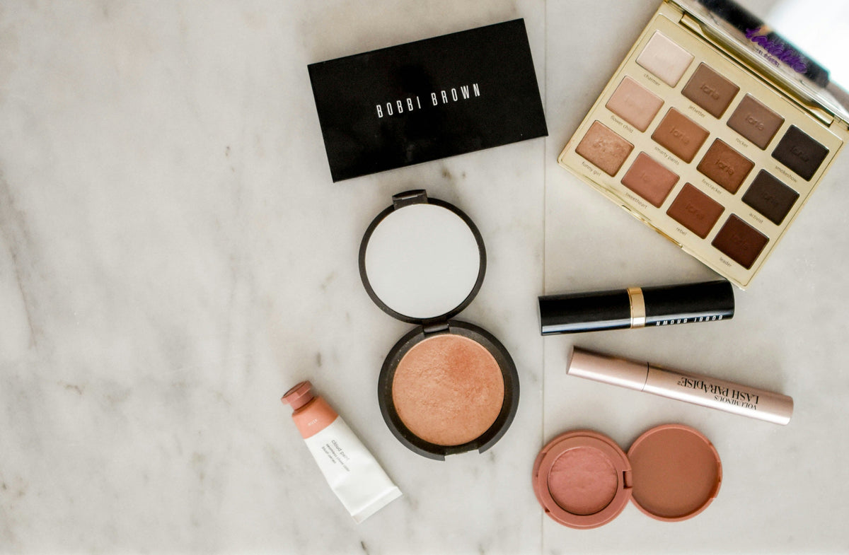 a flatlay of makeup products