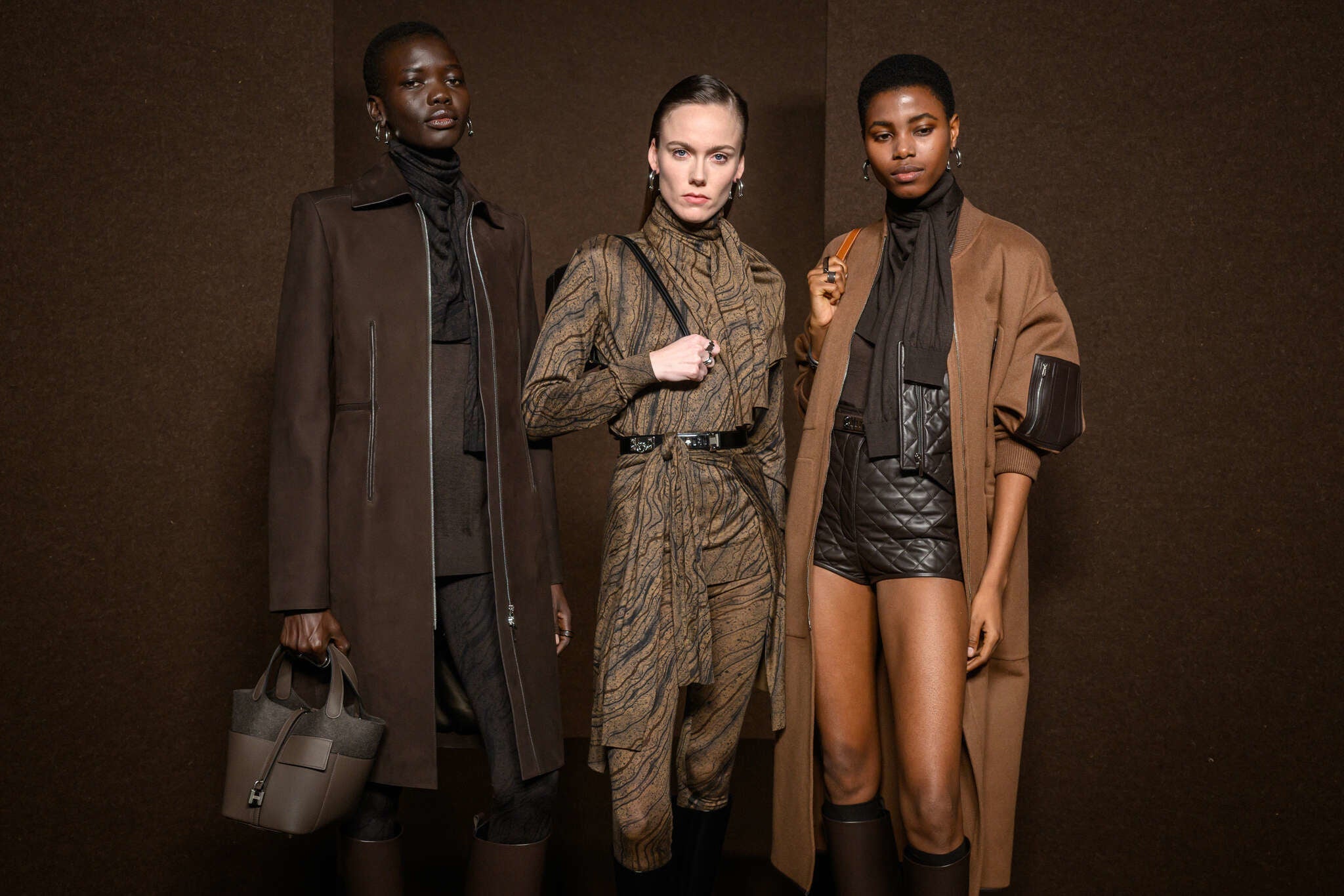 models posing for Hermès Fall Winter backstage