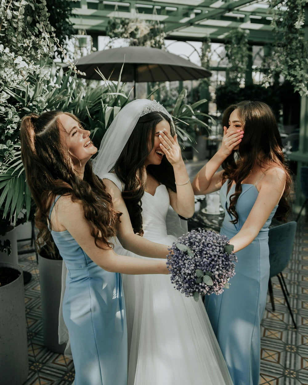 bridesmaids and bride