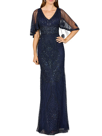 A Mother of the Bride dress for sale at Ellie Belle, worn by a model