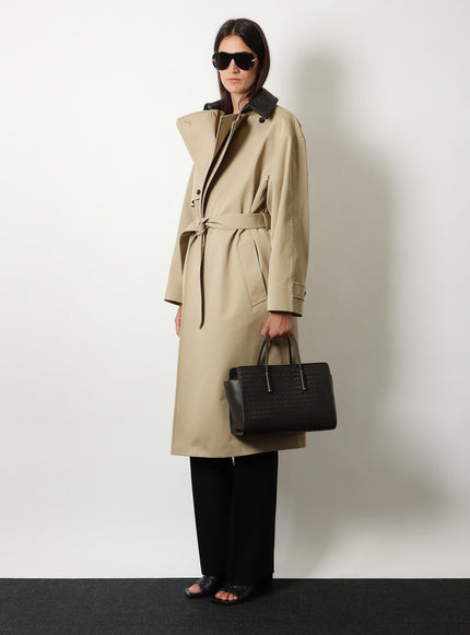 Barbara Leather Handbag With Intrecciato Motif