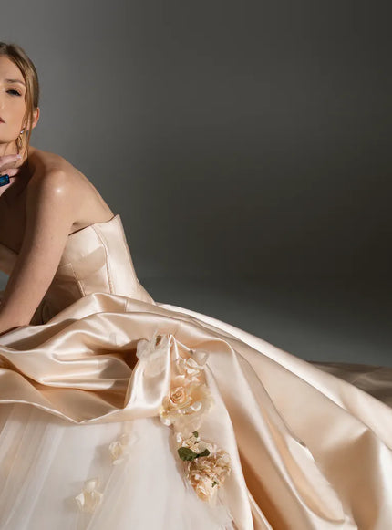 Bridal designers at Ellie Belle: Rosa Clará, Rosa Clará Couture, Lazaro, Maison Perez by Lazaro, Anne Barge, Yumi Katsura, and Pollardi. Eden Prairie, MN.
