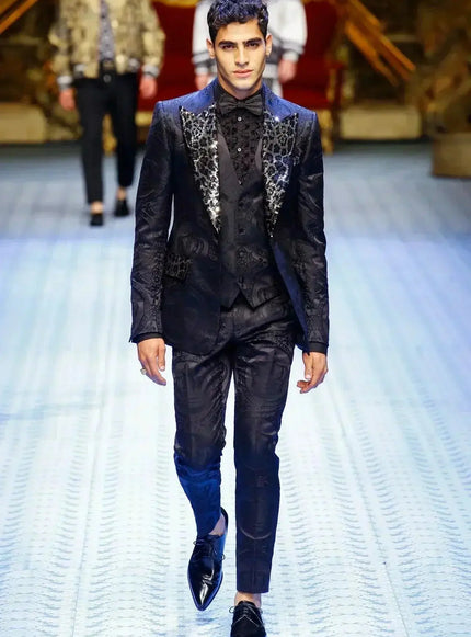A man walking in Dolce & Gabbana tuxedo