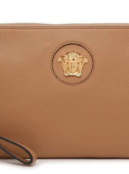 Versace La Medusa Leather Zip Pouch
