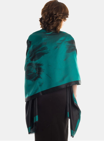 Elizabetta Fortuna Silk Shawl in Emerald Green