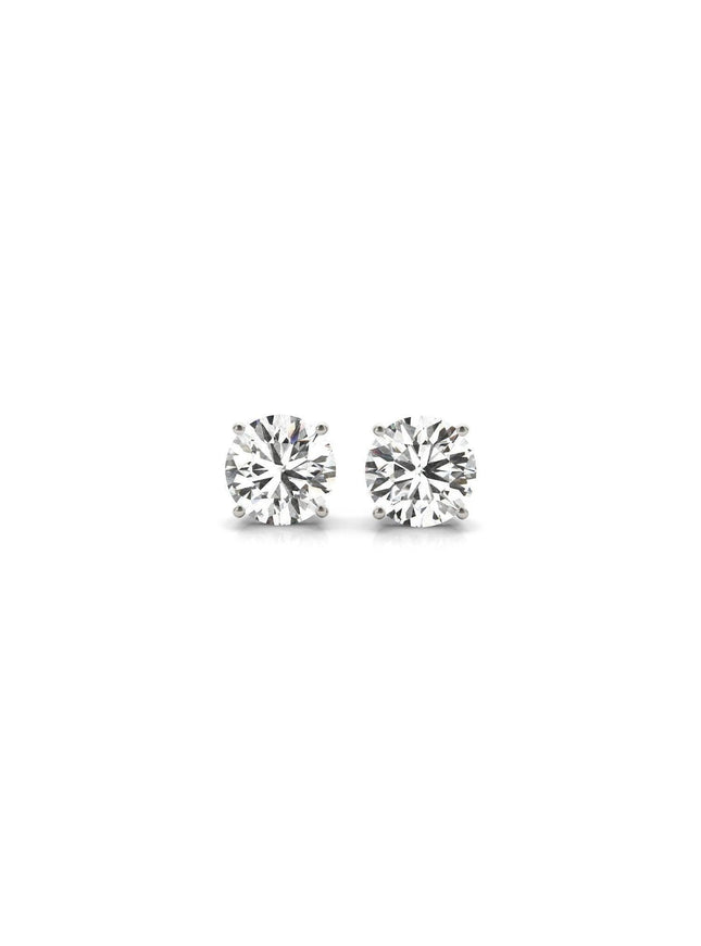 1 1/2 cttw Certified IGI Lab Grown Round Diamond Stud Earrings 14k White Gold (G/VS2) - Ellie Belle