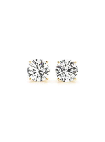 1 1/2 cttw Certified IGI Lab Grown Round Diamond Stud Earrings 14k Yellow Gold (G/VS2) - Ellie Belle