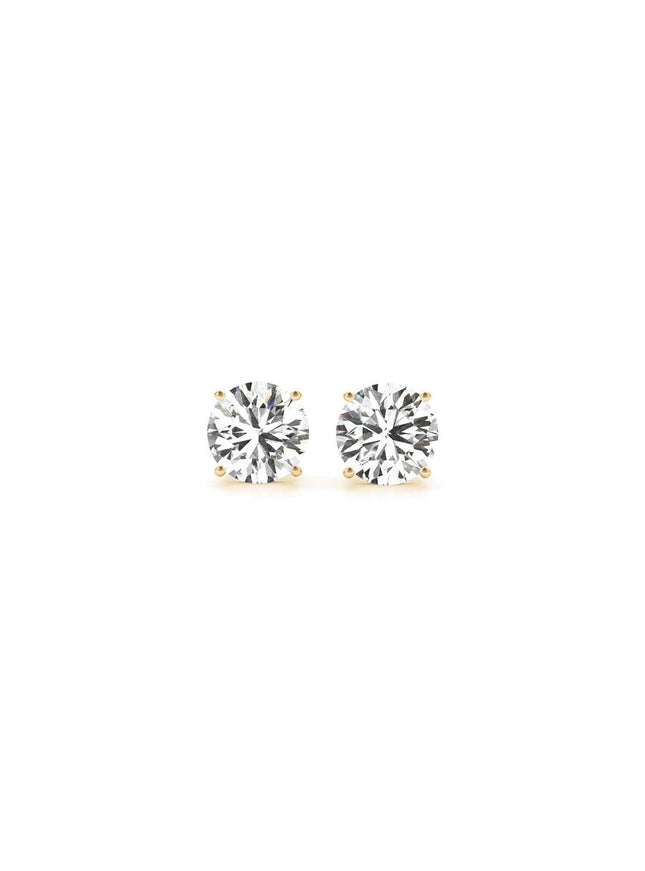 1 1/2 cttw Certified IGI Lab Grown Round Diamond Stud Earrings 14k Yellow Gold (G/VS2) - Ellie Belle
