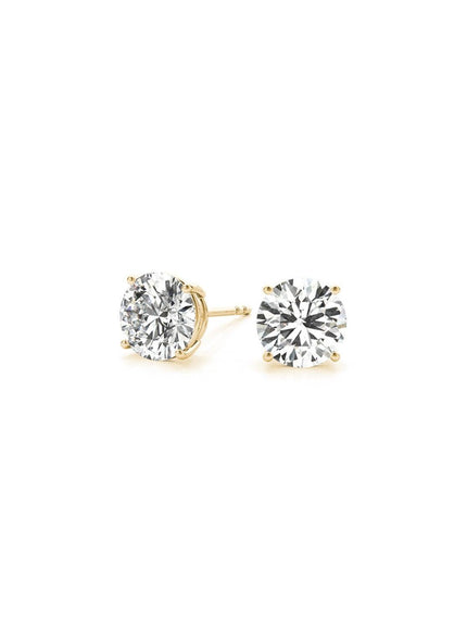 1 1/2 cttw Certified IGI Lab Grown Round Diamond Stud Earrings 14k Yellow Gold (G/VS2) - Ellie Belle