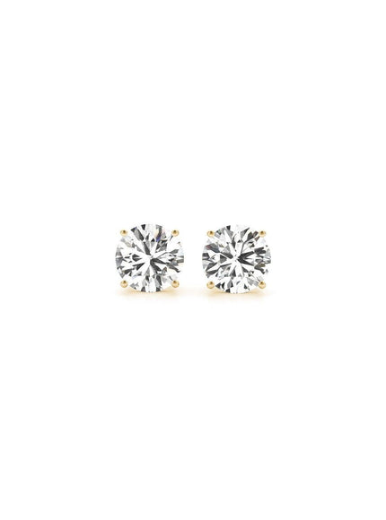 1 cttw Certified IGI Lab Grown Round Diamond Stud Earrings 14k Yellow Gold (G/VS2) - Ellie Belle