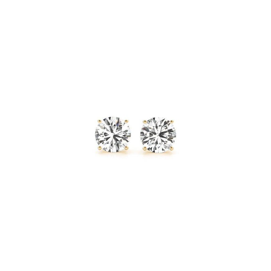 1 cttw Certified IGI Lab Grown Round Diamond Stud Earrings 14k Yellow Gold (G/VS2) - Ellie Belle