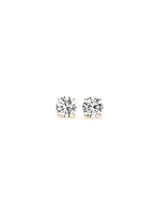 1 cttw Certified IGI Lab Grown Round Diamond Stud Earrings 14k Yellow Gold (G/VS2) - Ellie Belle