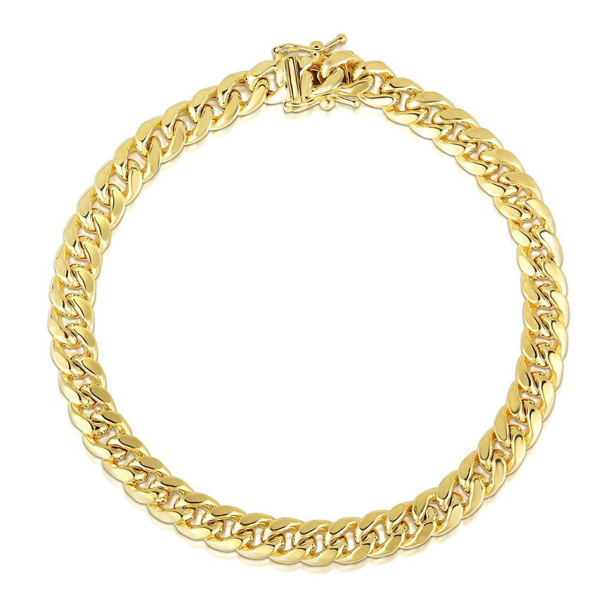 10.5mm 14k Yellow Gold Semi Solid Miami Cuban Bracelet - Ellie Belle