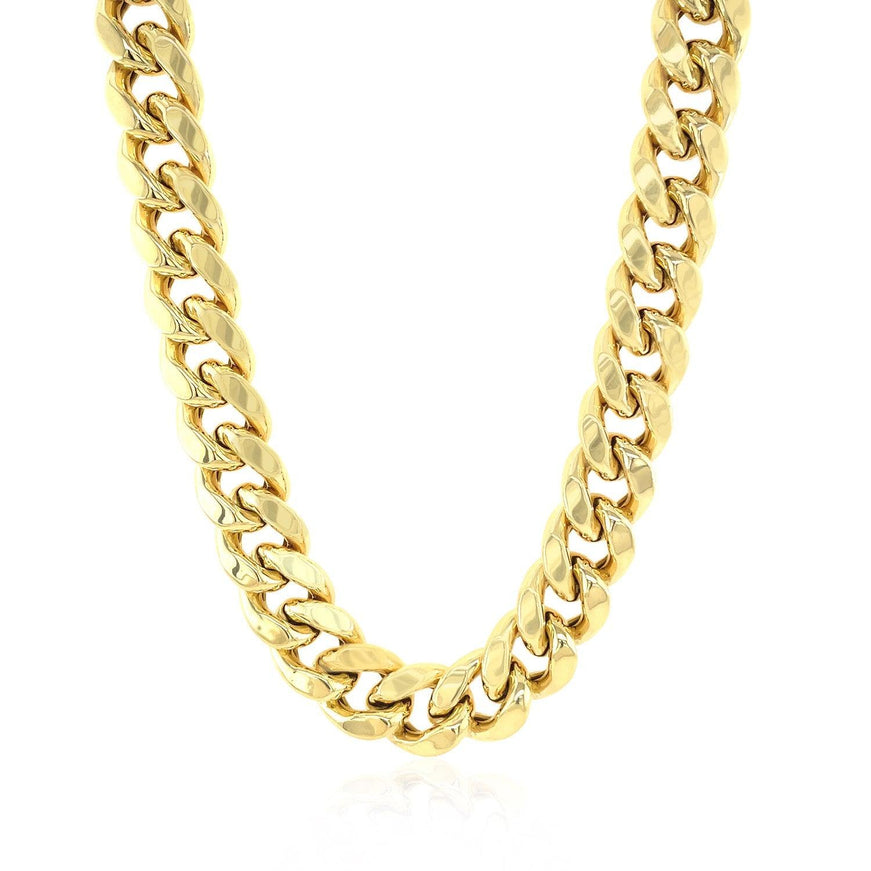 10.5mm 14k Yellow Gold Semi Solid Miami Cuban Chain - Ellie Belle