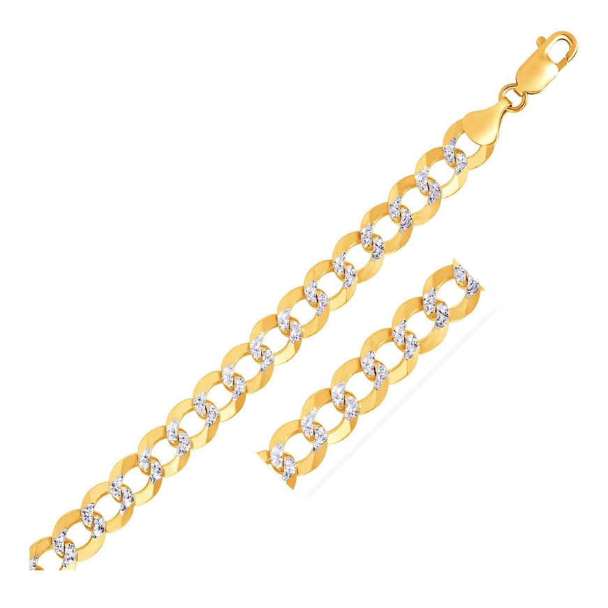 10 mm 14k Two Tone Gold Pave Curb Bracelet - Ellie Belle