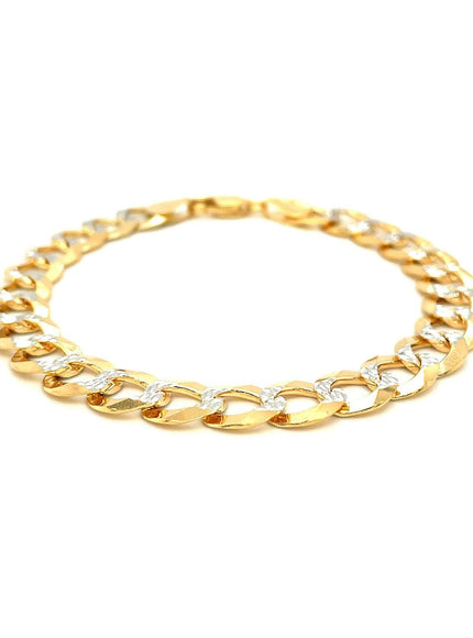 10 mm 14k Two Tone Gold Pave Curb Bracelet - Ellie Belle