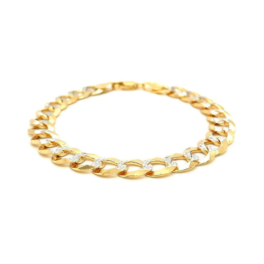 10 mm 14k Two Tone Gold Pave Curb Bracelet