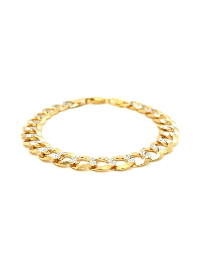 10 mm 14k Two Tone Gold Pave Curb Bracelet - Ellie Belle