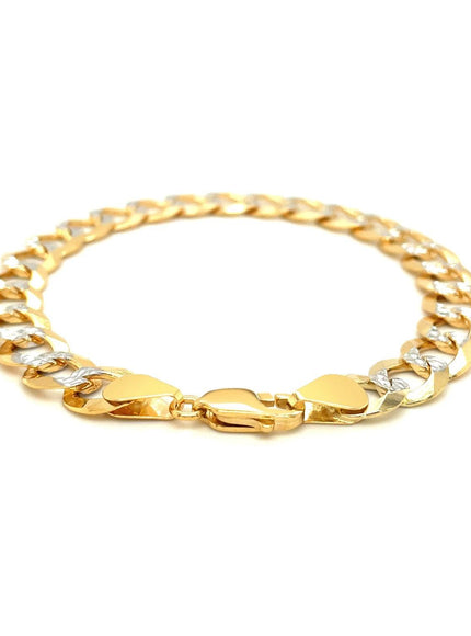 10 mm 14k Two Tone Gold Pave Curb Bracelet