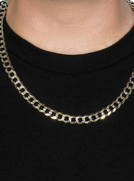 10 mm 14k Two Tone Gold Pave Curb Chain - Ellie Belle