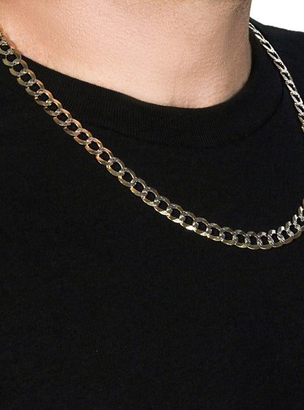 10 mm 14k Two Tone Gold Pave Curb Chain - Ellie Belle