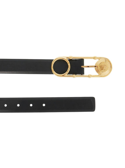 Versace leather safety pin belt