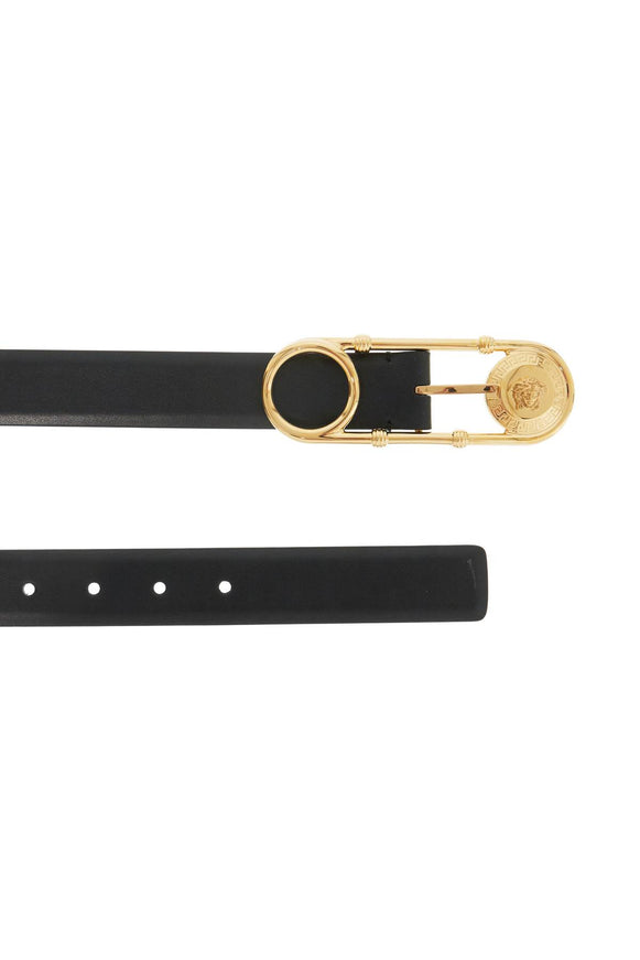 Versace leather safety pin belt