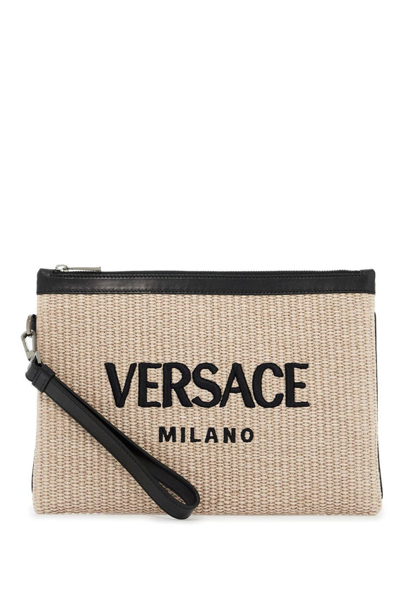 Versace raffia pouch In Beige