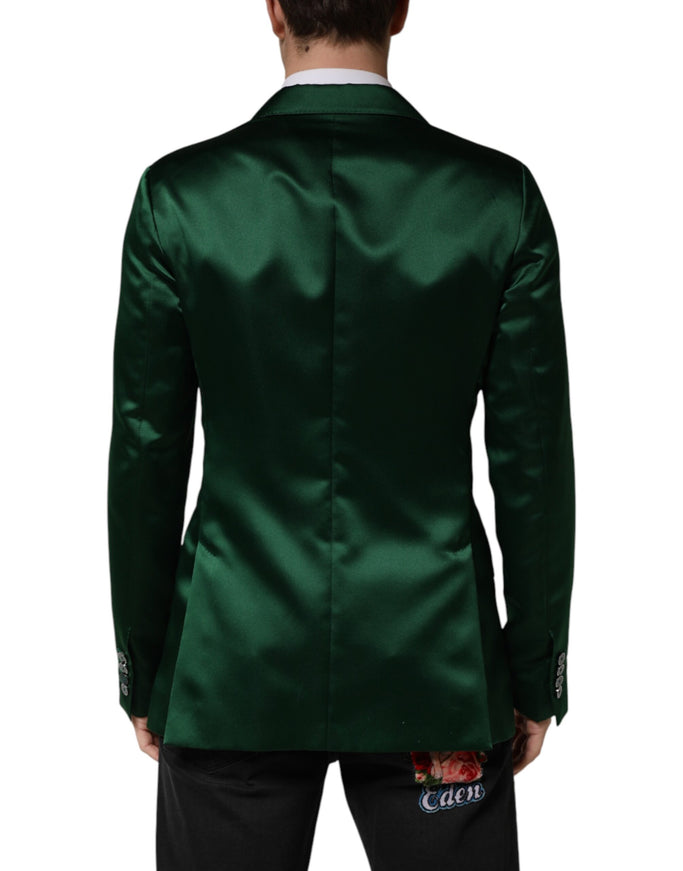 Dolce & Gabbana Men's Green Satin Double-Breasted Blazer