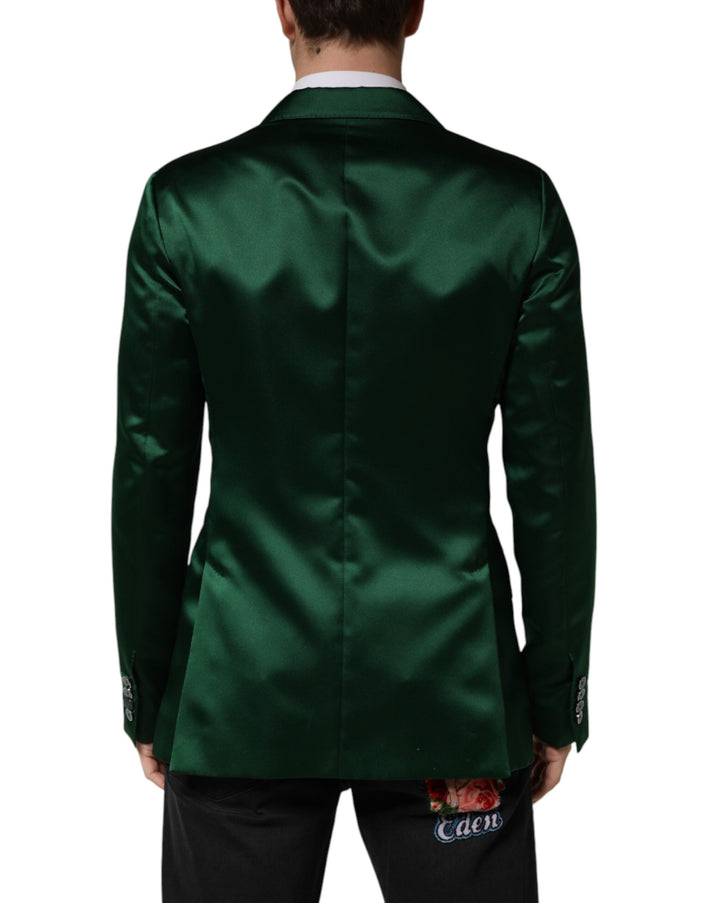 Dolce & Gabbana Men's Green Satin Double-Breasted Blazer