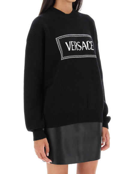 Versace Crewneck Sweater With Logo Inlay