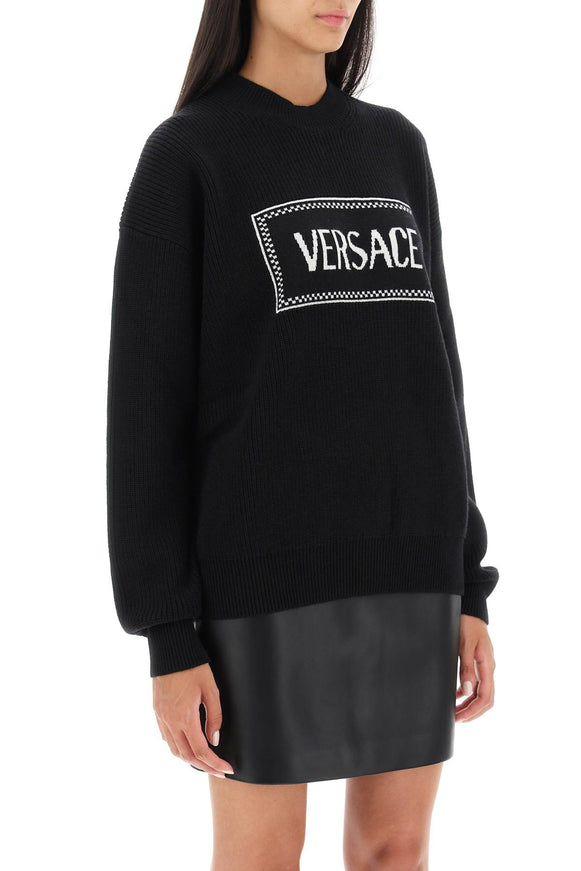 Versace Crewneck Sweater With Logo Inlay