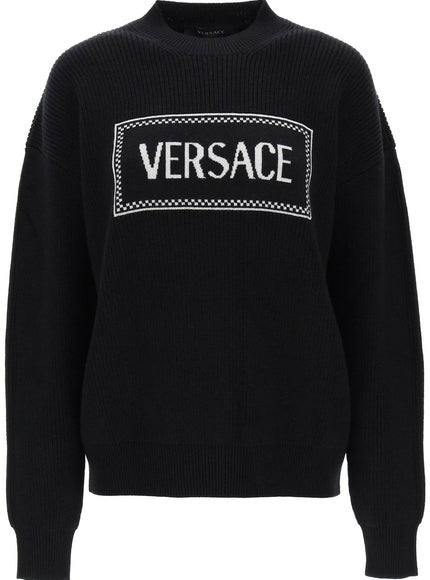 Versace Crewneck Sweater With Logo Inlay