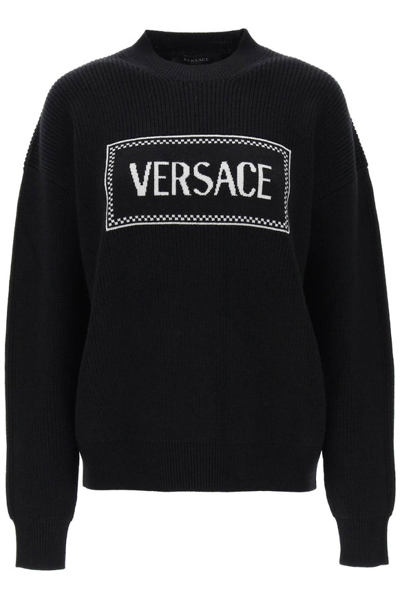 Versace Crewneck Sweater With Logo Inlay