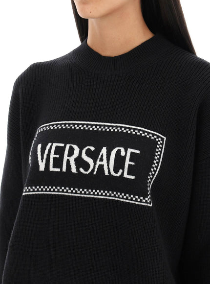 Versace Crewneck Sweater With Logo Inlay