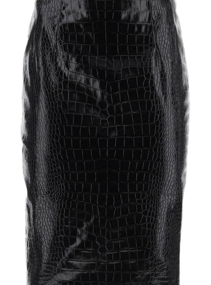 Versace croco-effect leather pencil skirt