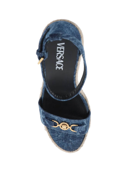 Versace denim barocco wedge sandals