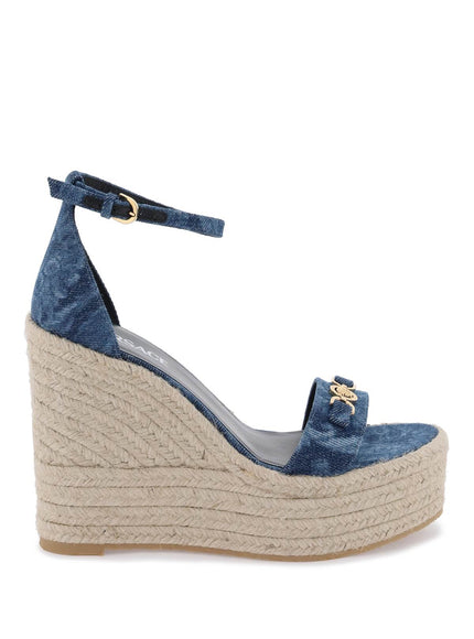 Versace denim barocco wedge sandals