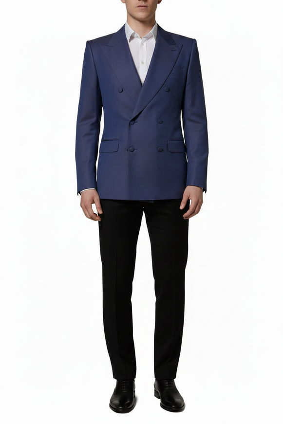 Dolce & Gabbana Navy Wool Double-Breasted Blazer