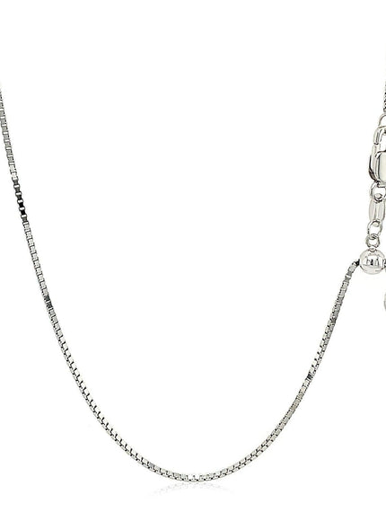 10k White Gold Adjustable Box Chain (0.85 mm) - Ellie Belle