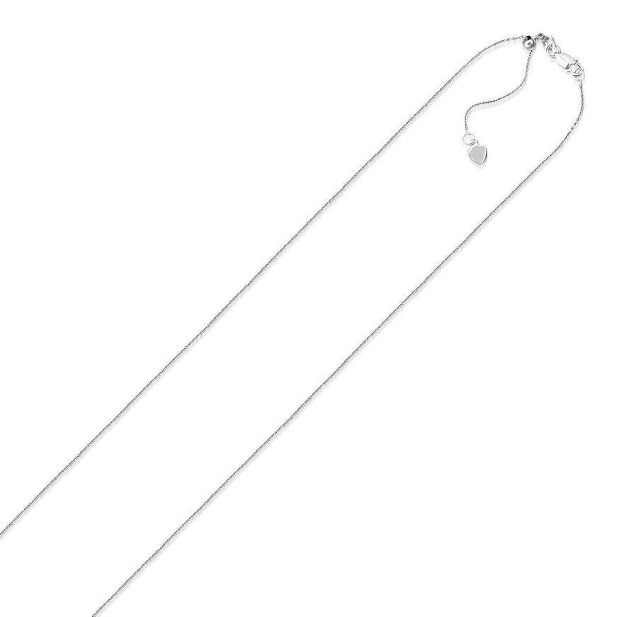 10k White Gold Adjustable Cable Chain 0.9mm - Ellie Belle